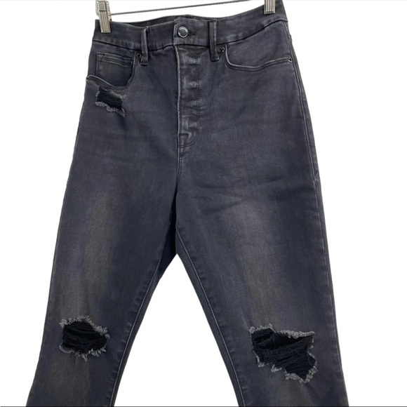 GOOD AMERICAN High Rise Good Waist Crop Skinny Jeans Washed Black Size 4 / 27 - Picture 4 of 10